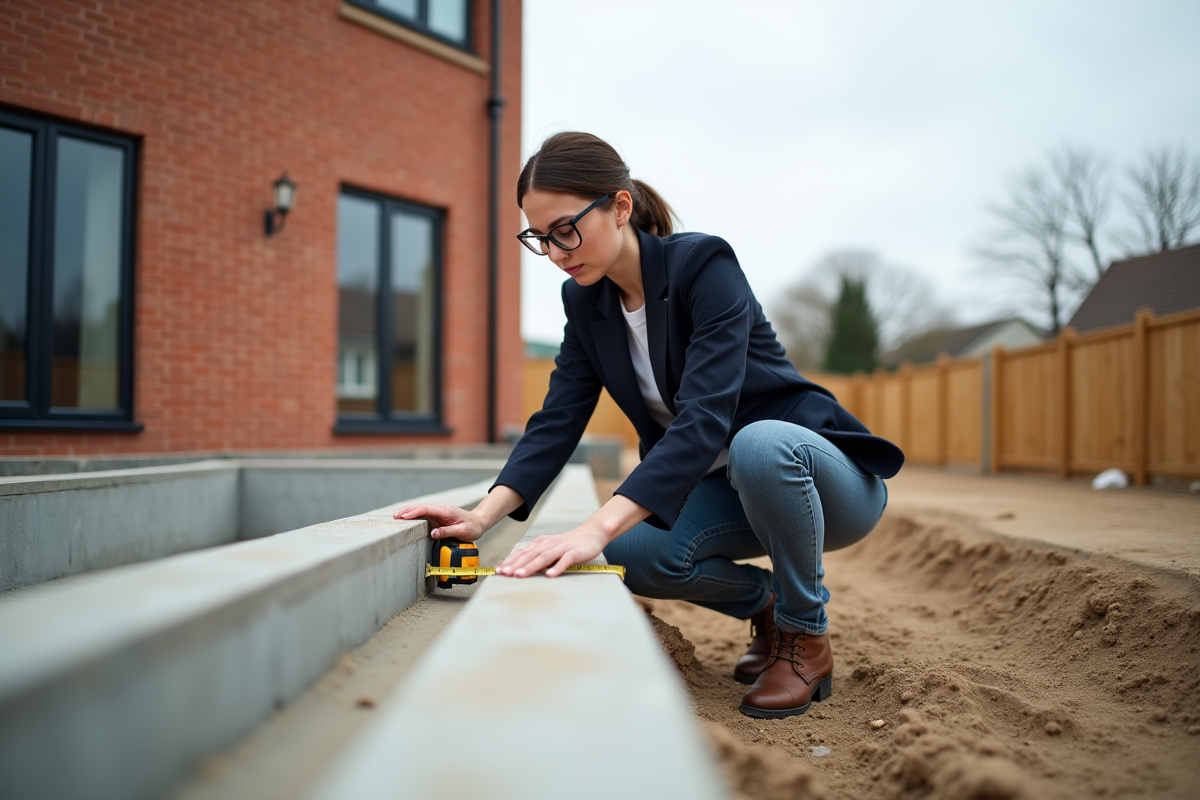 Architecte mesurant la fondation d