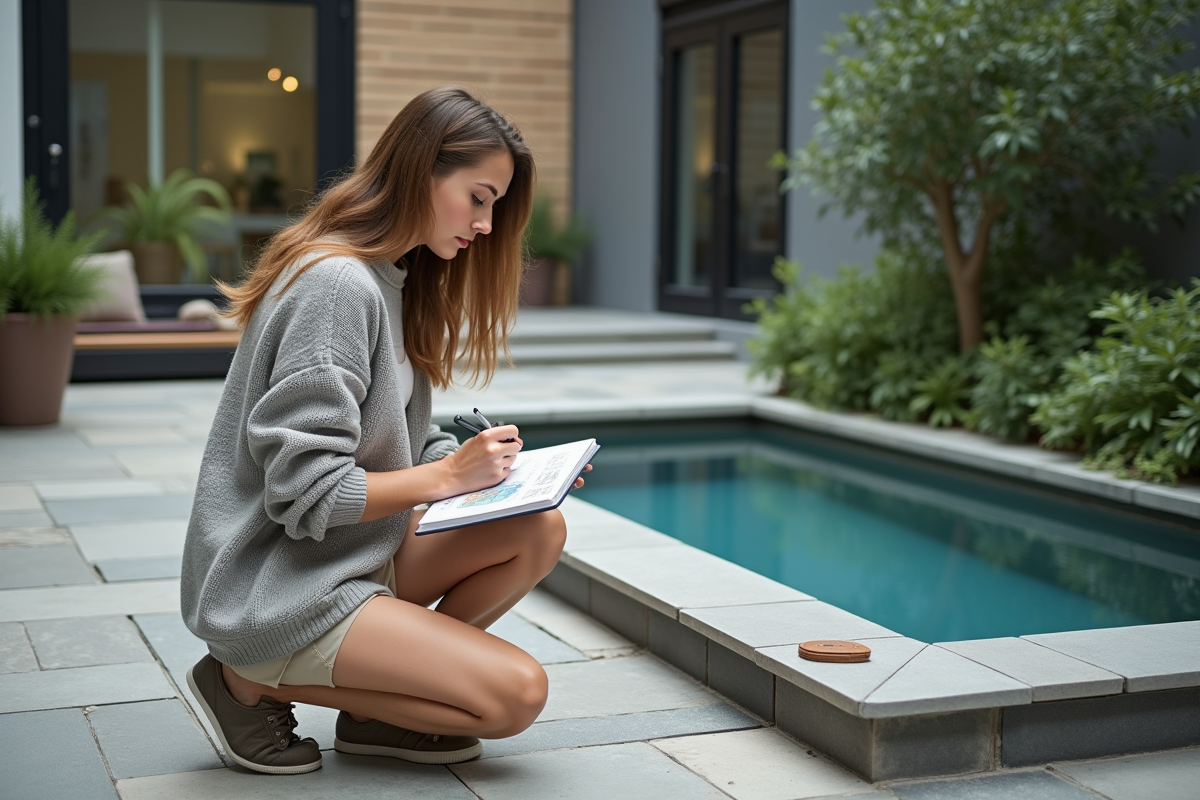 Jeune femme dessinant près d