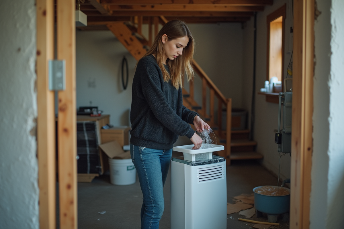 Jeune femme vidant l