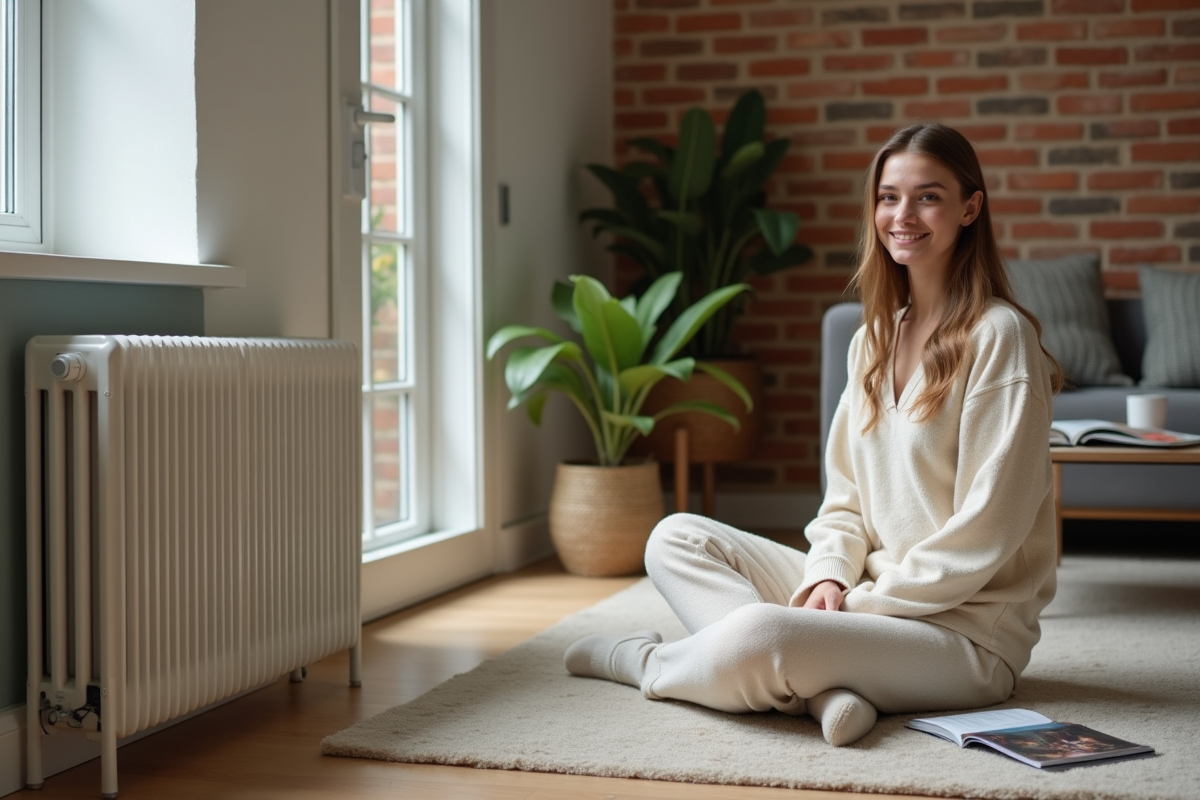 Jeune femme assise près d