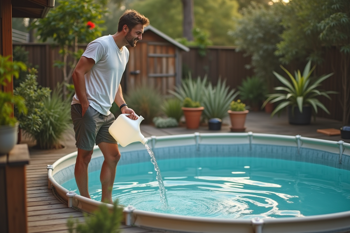 Jeune homme verse de l