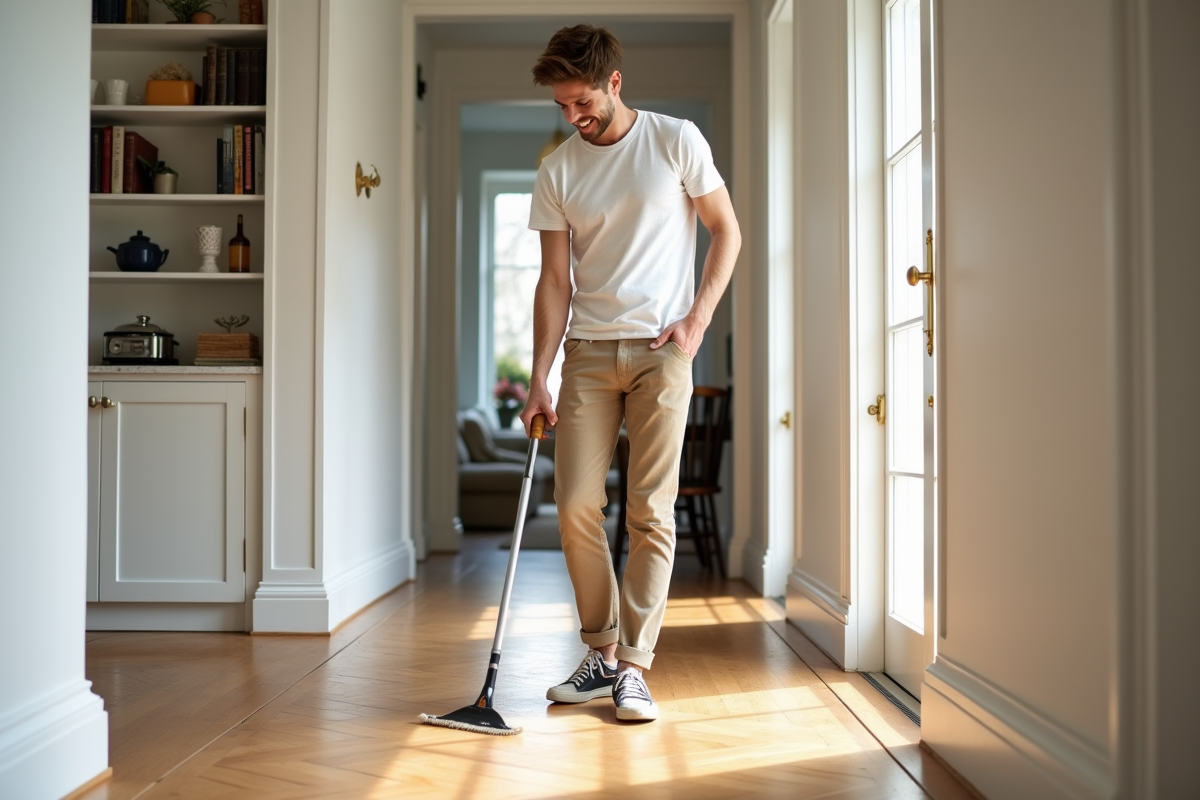 Jeune homme appliquant de l